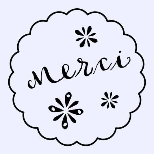 Woodies wooden stamp Merci Ø 3 cm