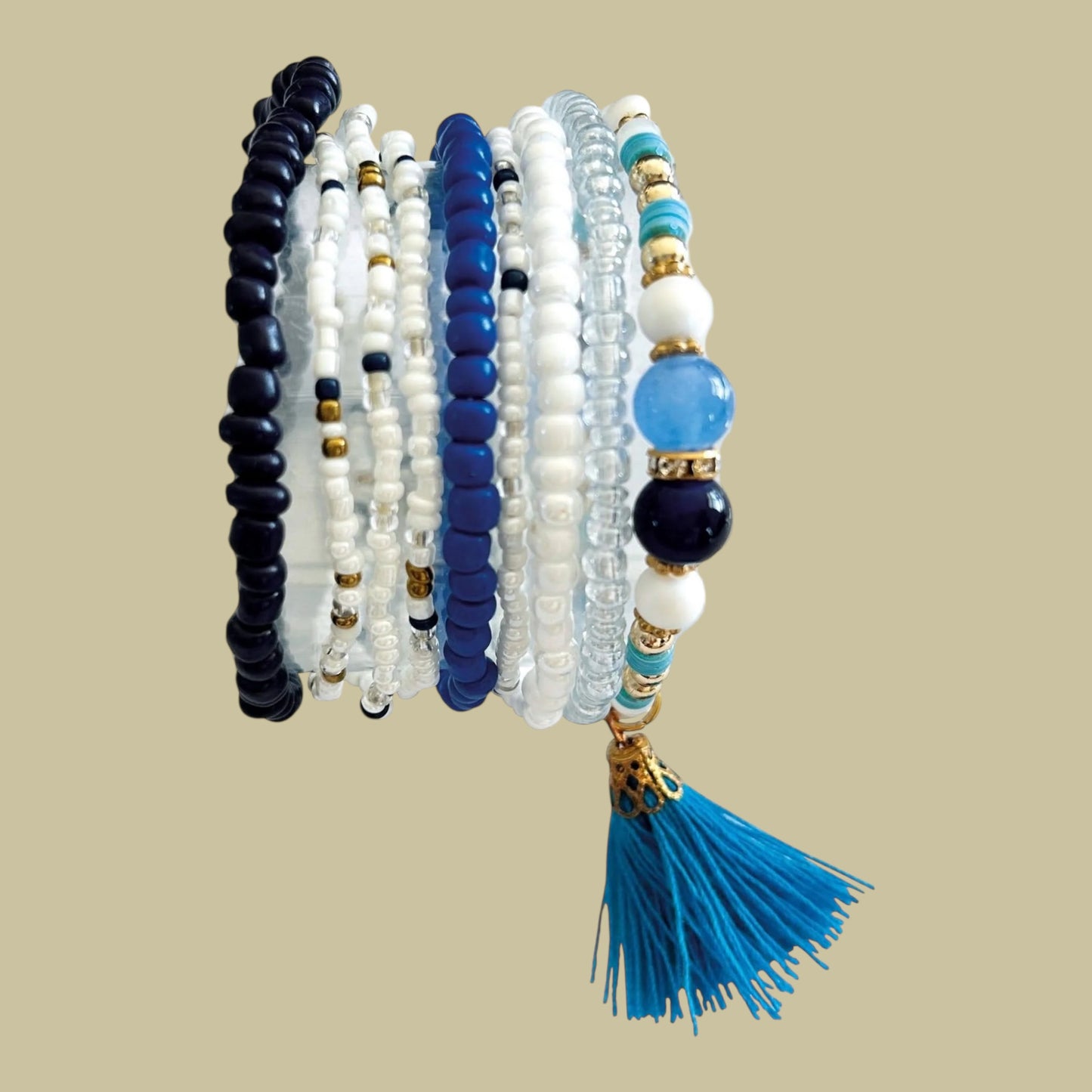 Glorex Armband‑Set DIY – Weiss‑Blau (für 6–9 Armbänder)