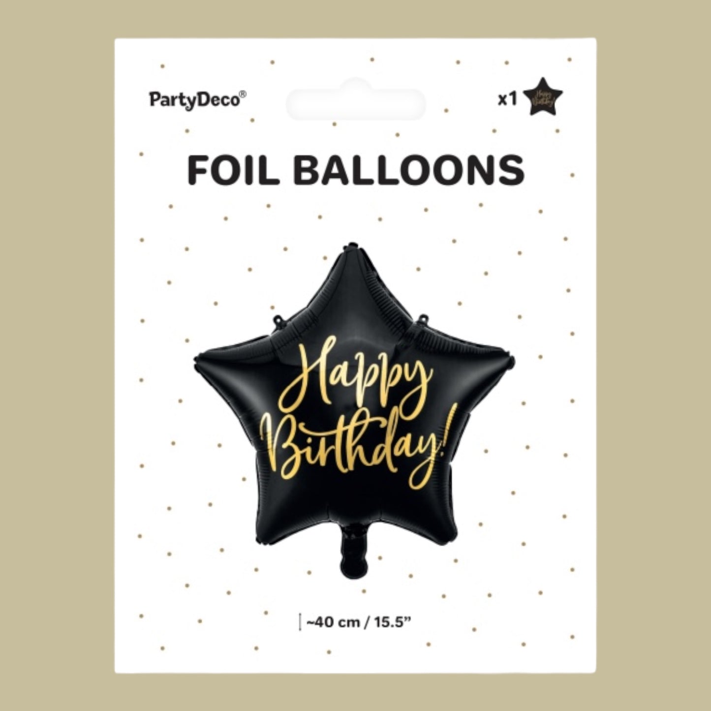 Foil Balloon Star Happy Birthday black 40cm