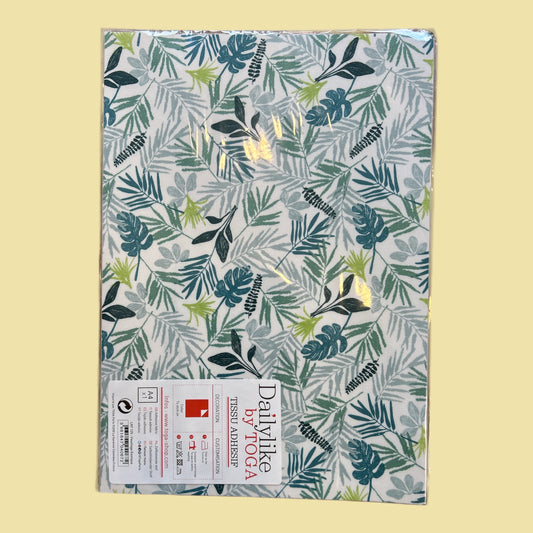 Dailylike by TOGA – Iron-on film white with green leaves, A4