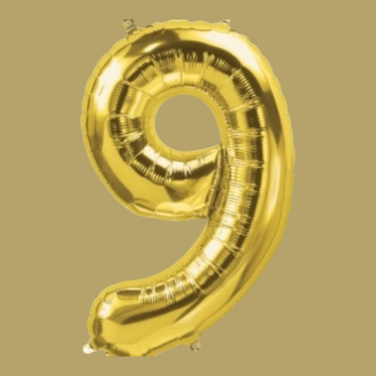 Folienballon Zahl „9“ – Gold, 86 cm