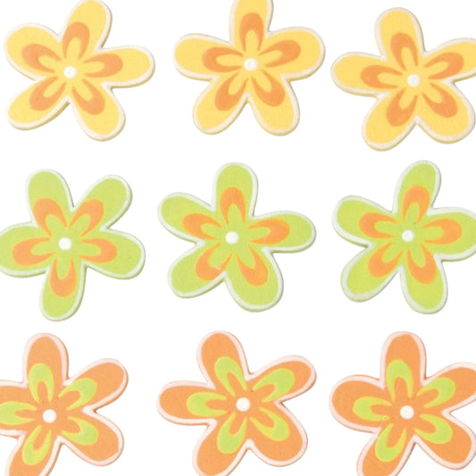 Glorex Streuteile Blumen, 9 Stück, blau, ca. 3 x 3 cm, Holz