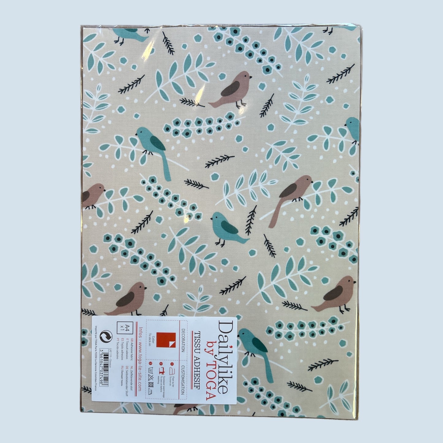 Dailylike by TOGA – Iron-on foil taupe with birds, A4