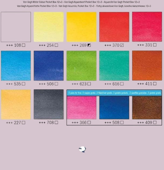 Van Gogh Aquarell Pocket Box – 15 halbe Näpfchen 12 + 3 gratis