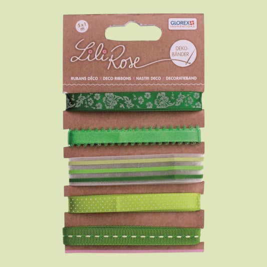 Glorex Deko-Bänder auf Karte 5x100cm Grūn -Töne