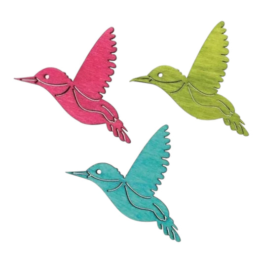 Glorex Streuteile Vögel aus Holz, 12 Stück, ca. 4 cm, bunt gemischt