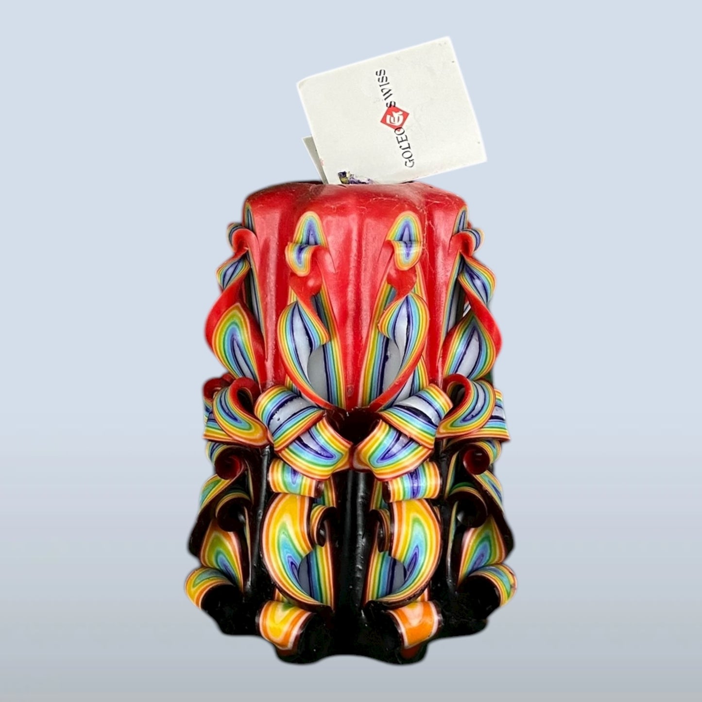 Geschnitzte Kerze Mittel - Rainbow Flame