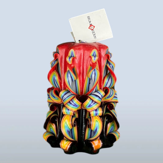 Geschnitzte Kerze Mittel - Rainbow Flame