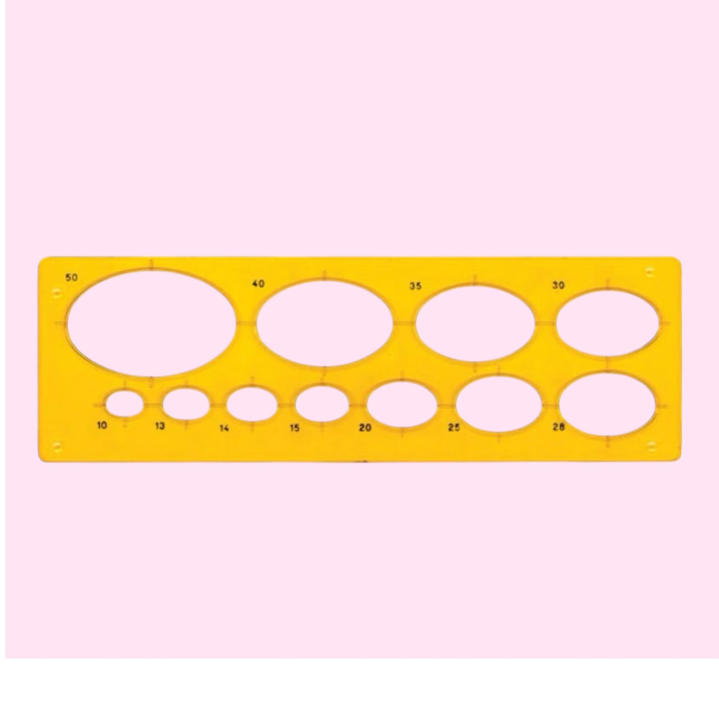 ARDA Schablone Ovale 10–50 mm, Gelb-transparent