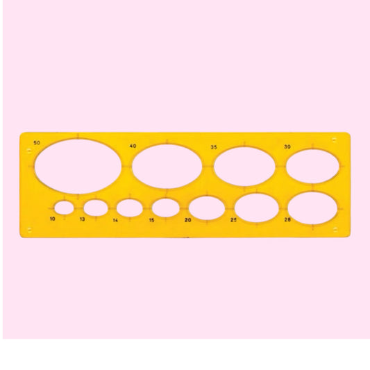 ARDA Schablone Ovale 10–50 mm, Gelb-transparent