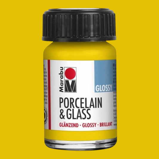 Marabu Transparent Glas- und Porzellanfarbe, Sonnengelb 220, 15 ml