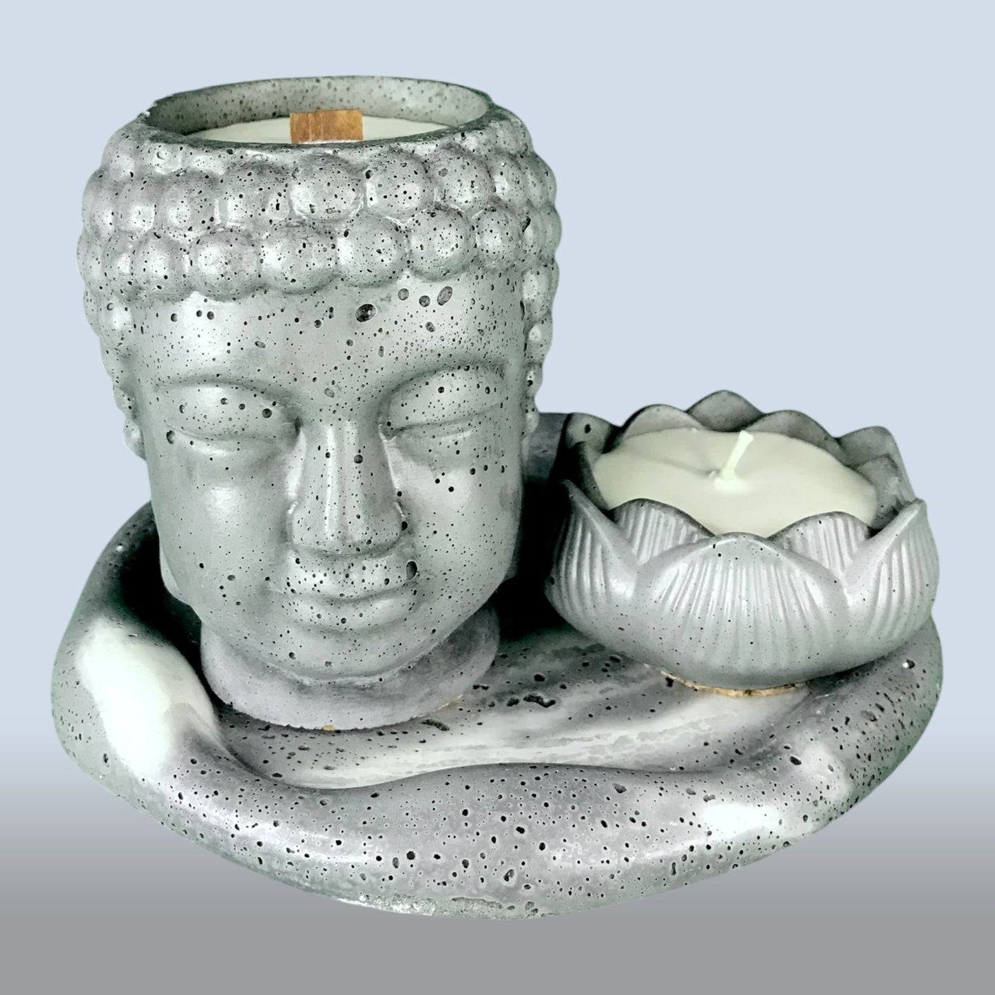 Goleo Sojakerze „Buddha“ im Beton-Design N 502