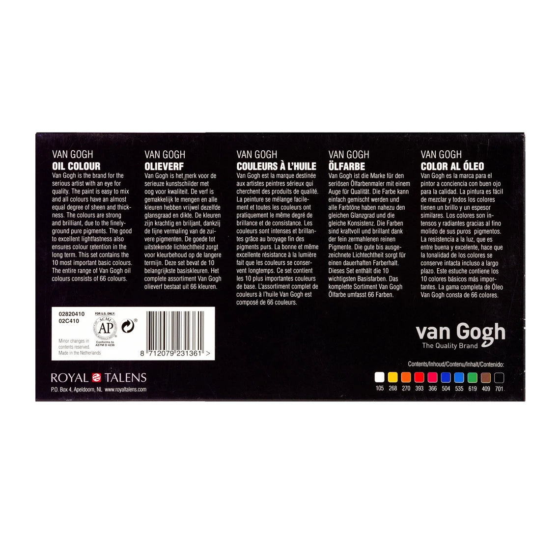 Van Gogh Basis-Set Ölfarben mit 10 Farben in 20 ml-Tuben