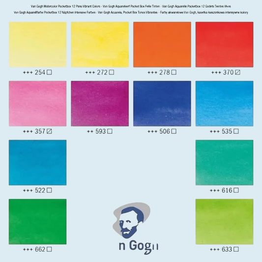 Van Gogh Aquarell Pocket Box Vibrant – 12 Näpfchen + Pinsel