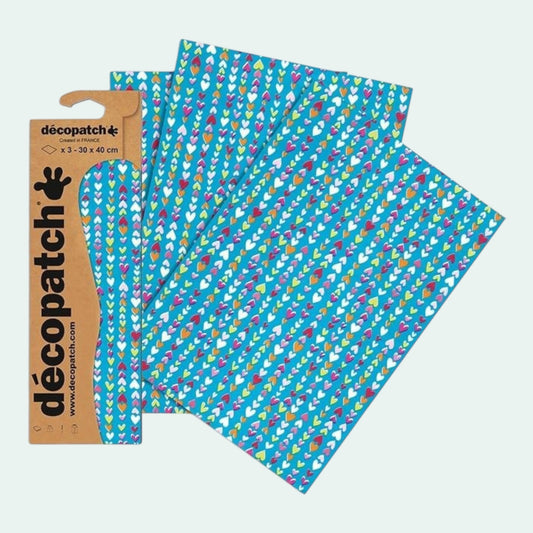 Décopatch Decopatch paper 3 pieces 30 x 40 cm hearts colored