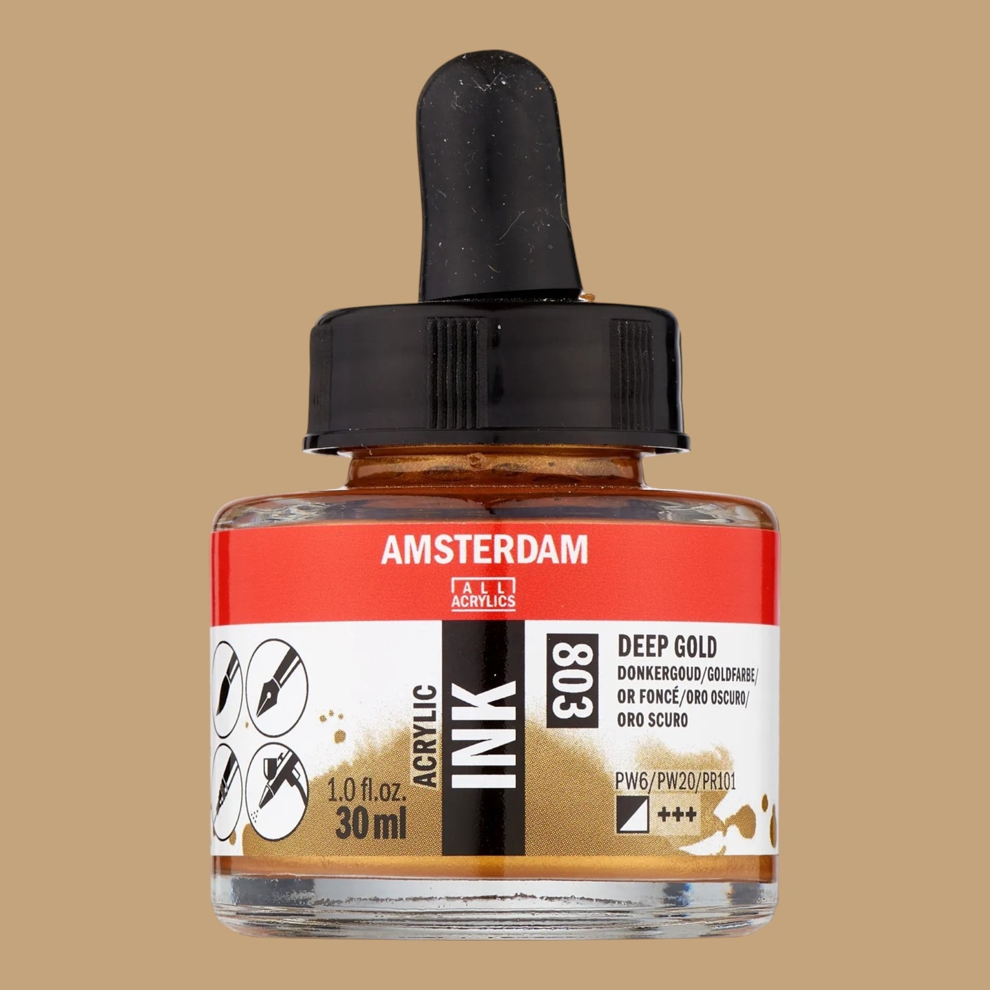 Amsterdam Acrylics Acrylic Ink – Deep Gold 803 , 30 ml