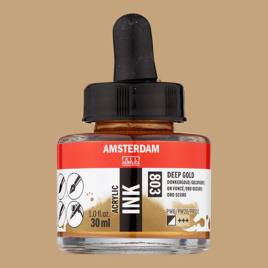Amsterdam Acrylics Acrylic Ink – Deep Gold 803 , 30 ml