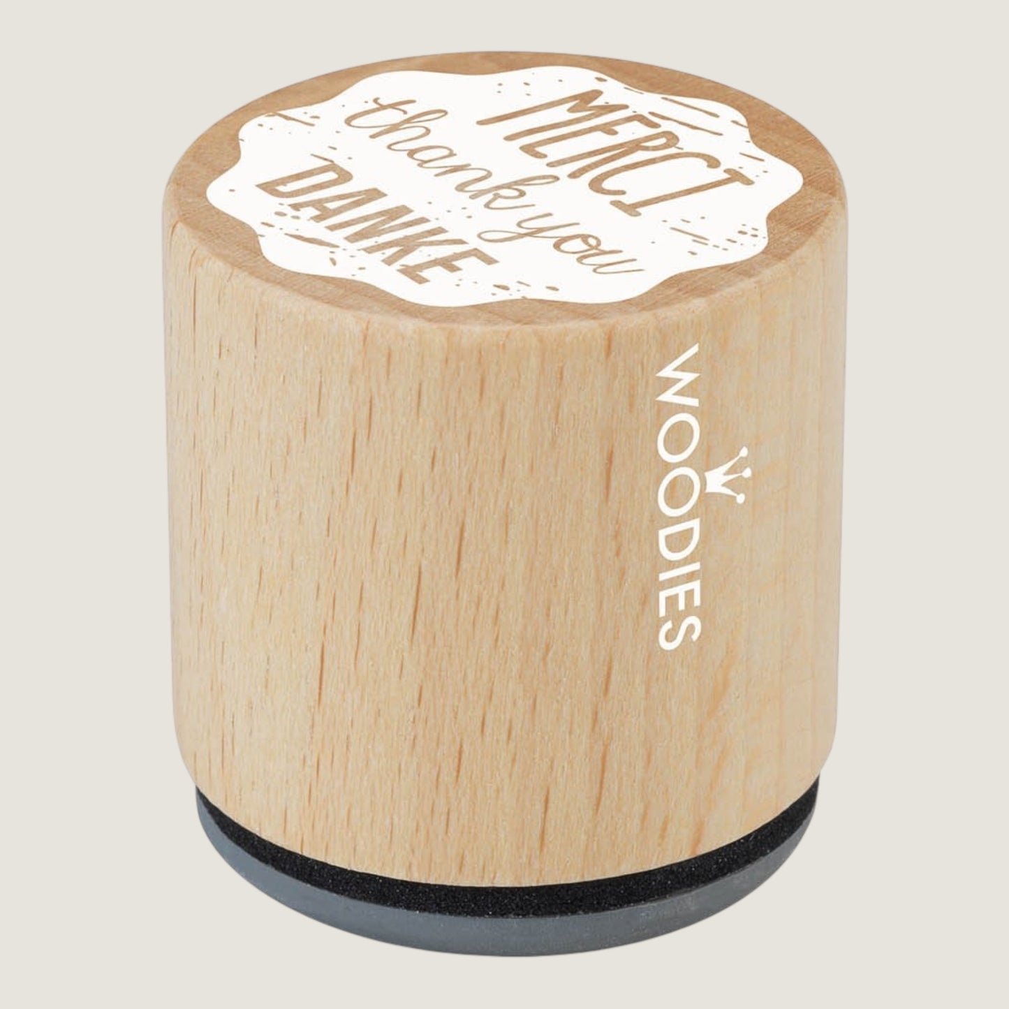 Woodies wooden stamp Merci Thank You Ø 3 cm