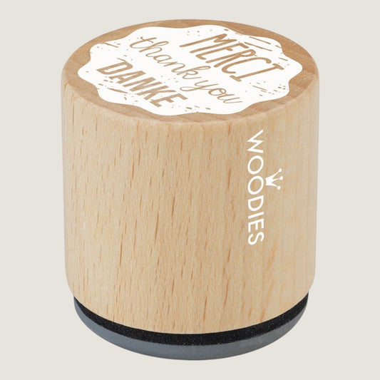 Woodies wooden stamp Merci Thank You Ø 3 cm