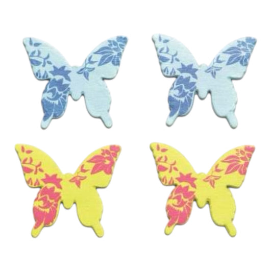 Glorex Streuteile Schmetterling, 9 Stück, ca. 30 mm, hellblau / gelb