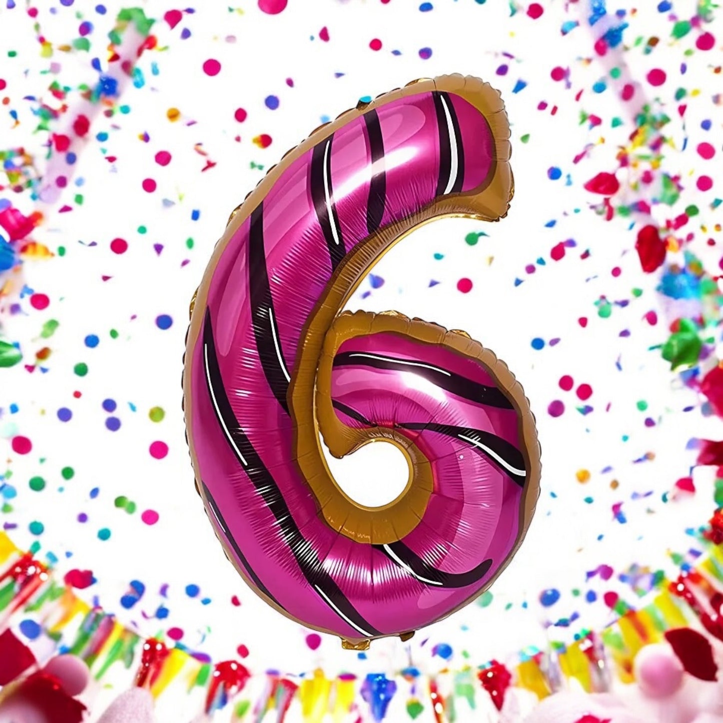 Foil Balloon "Number 6 - Festive Design" 34/86cm