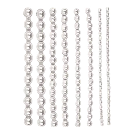 Glorex. P&D Perlen weiss assortiert selbstklebend 138 Stück 2-8mm