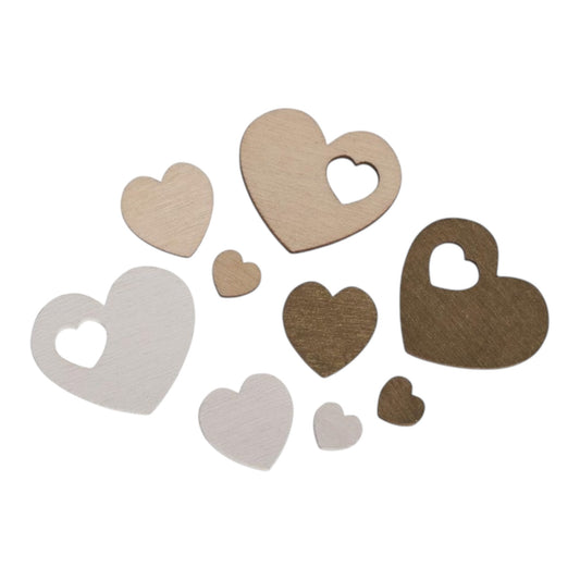 Rayher Holz-Streuteile Herzen FSC 100%, 33 Stück, ca. 1–3,5 × 1–3 cm
