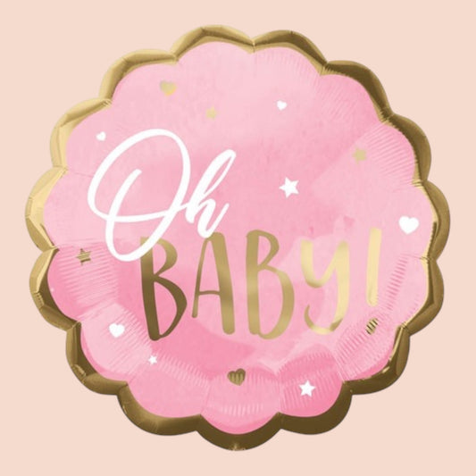 Foil Balloon Round Oh Baby Girl - 55cm