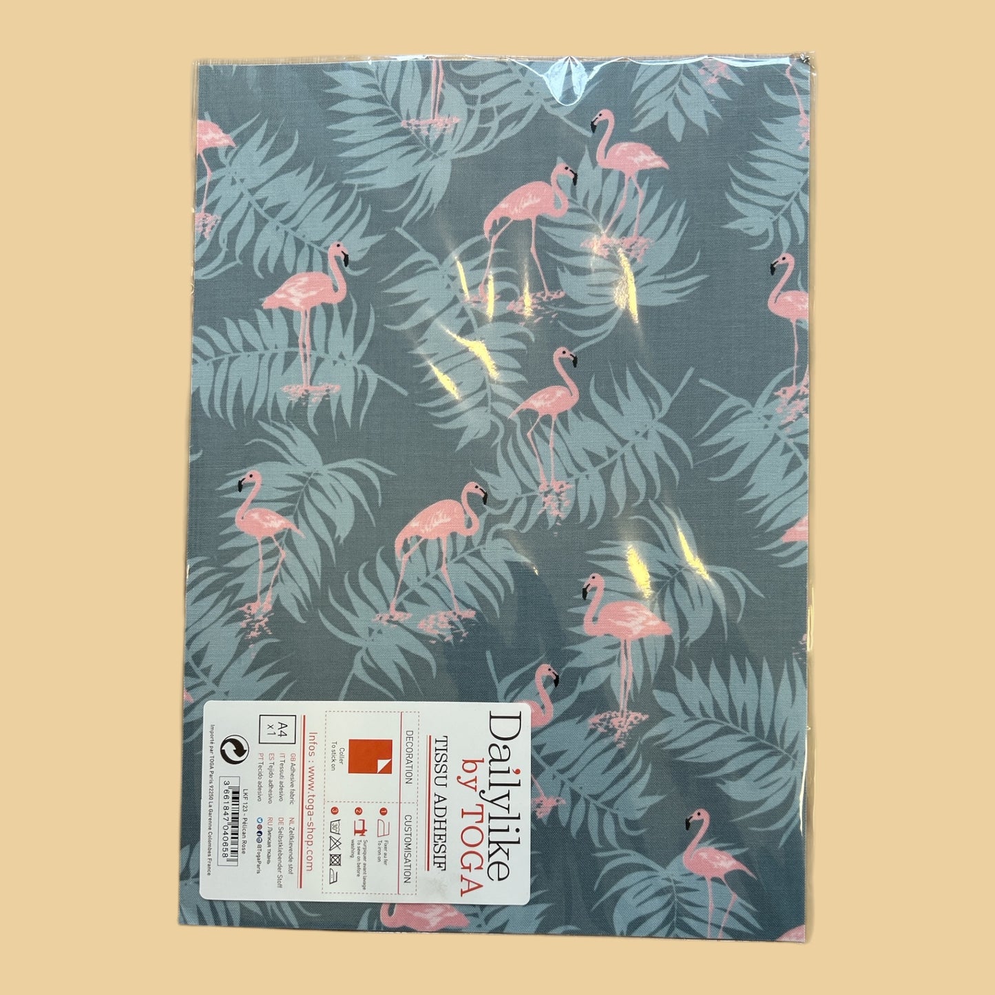Dailylike by TOGA – Iron-on Foil Light Blue with Rose Flamingo, A4, N 123