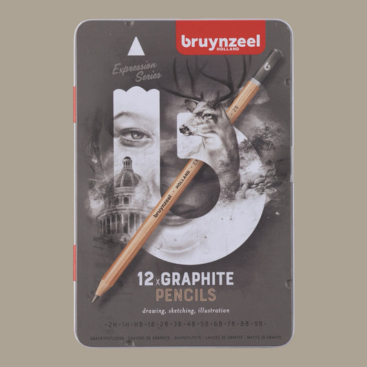 Bruynzeel Expression Graphite Pencils 12-piece in metal case