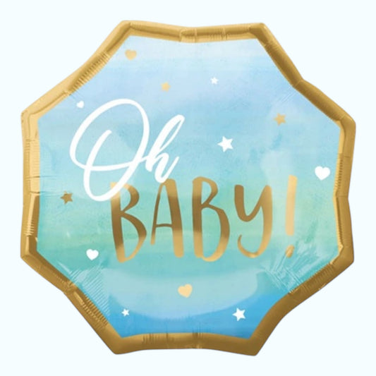 Foil Balloon Round Oh Baby Boy - 55cm