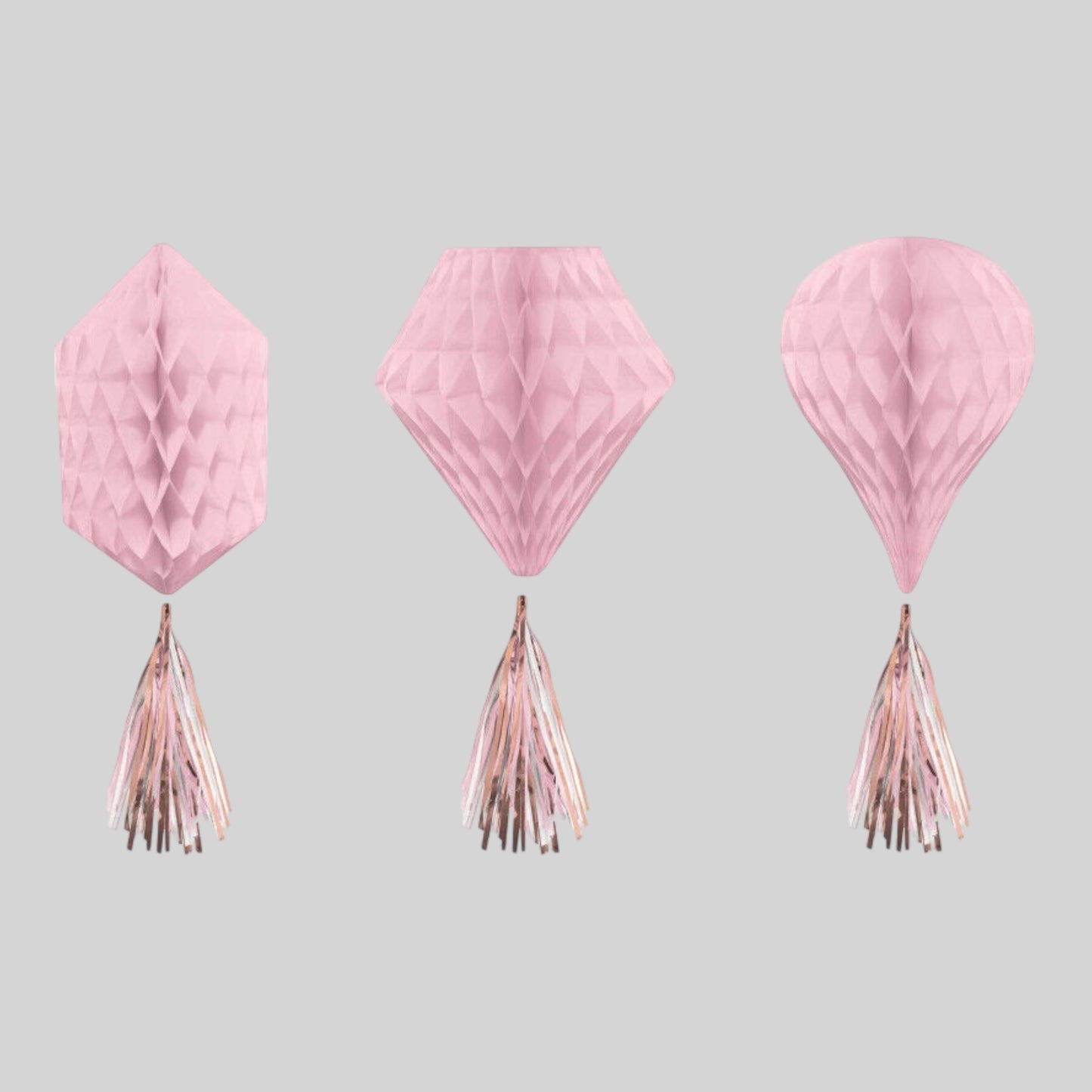 Honeycomb Ball Decoration Rose Gold Birthday 3 Pcs / 30.4cm