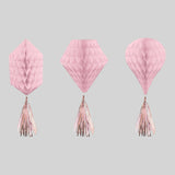 Honeycomb Ball Decoration Rose Gold Birthday 3 Pcs / 30.4cm