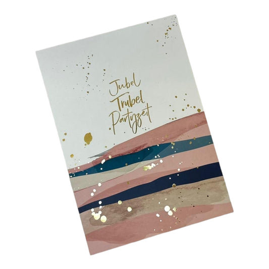 Postcard. Cheers, hustle and bustle, party time.