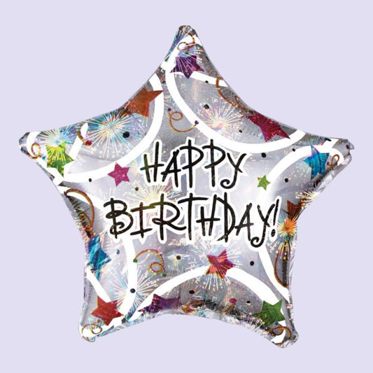 Foil balloon star Happy Birthday 43cm