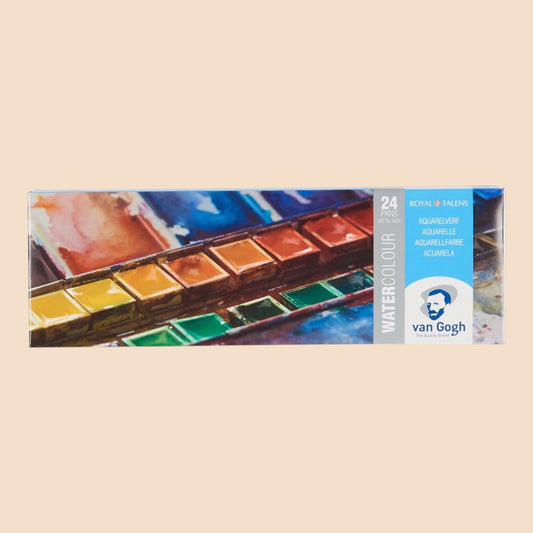 Van Gogh watercolor set in a metal box with 24 colors 1/2 pans