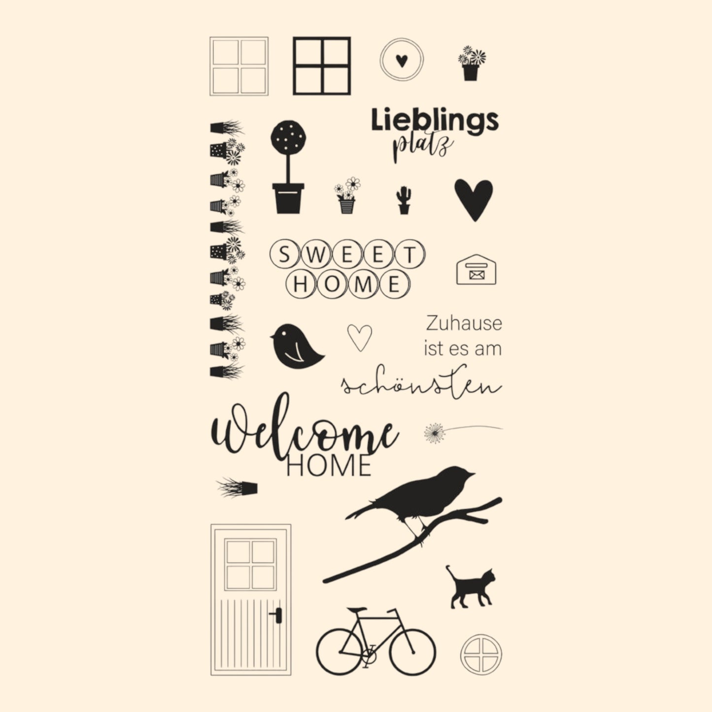 Rayher silicone stamp stamp. Welcome Home, 97x205mm, 23 motifs