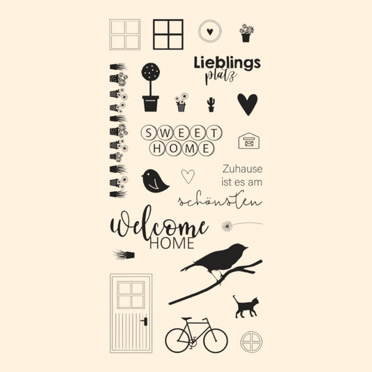 Rayher Silikonstempel Stempel. Welcome Home, 97x205mm, 23 Motive