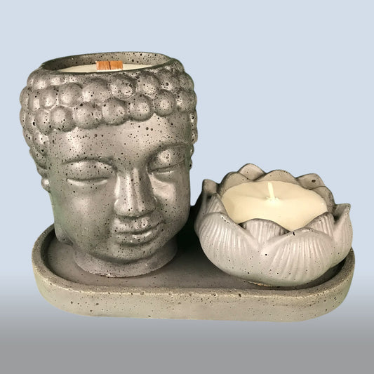 Goleo Sojakerze „Buddha“ im Beton-Design N 501