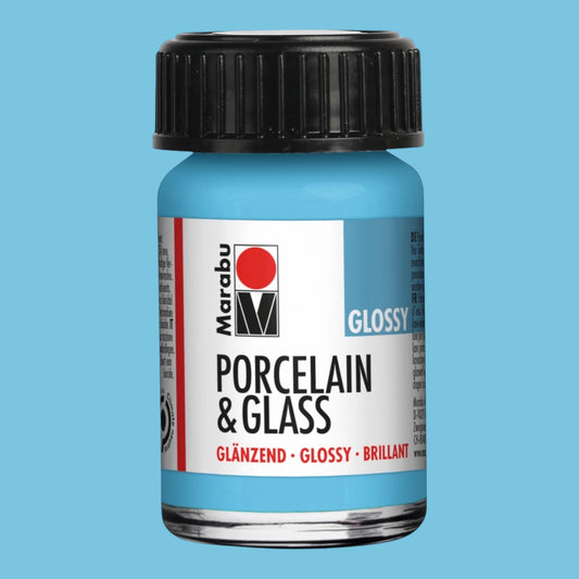 Marabu Transparent Glas- und Porzellanfarbe, Hellblau 090 , 15 ml
