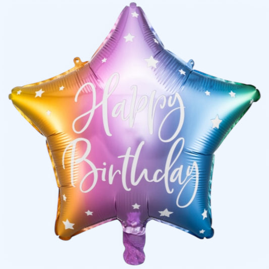 Foil Balloon Star Happy Birthday multicolored 40cm
