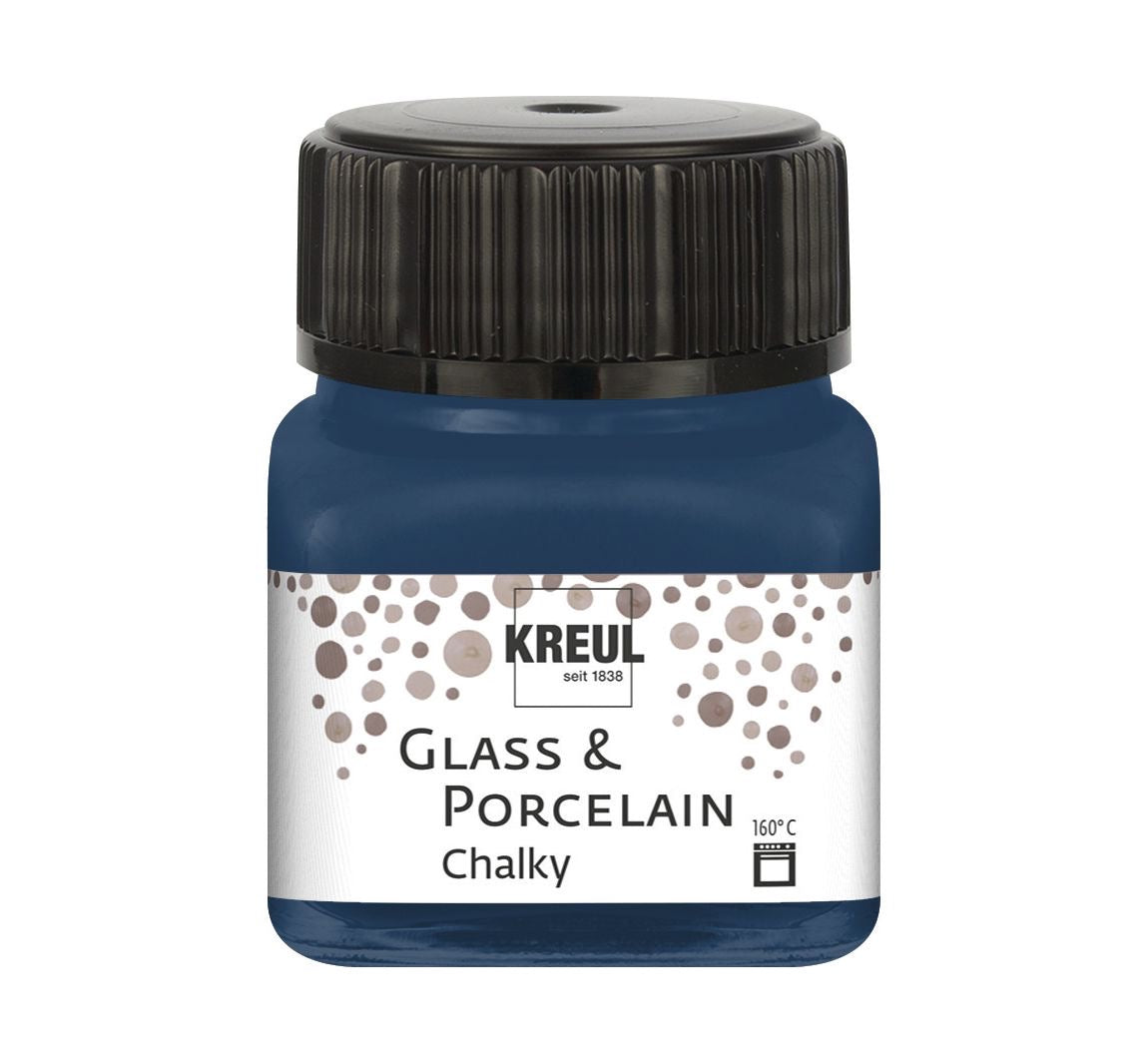 Kreul Glass & Porcelain Chalky, Porzellan und Glasfarbe Matt Navy Blue 16637