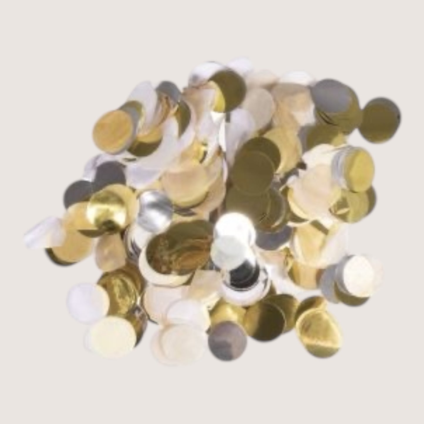 Rayher confetti, 2cm ø
silver, gold, white, cream, 30g