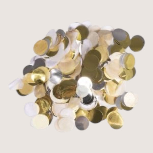 Rayher Konfetti, 2cm ø
silber,gold,weiß,creme, 30g