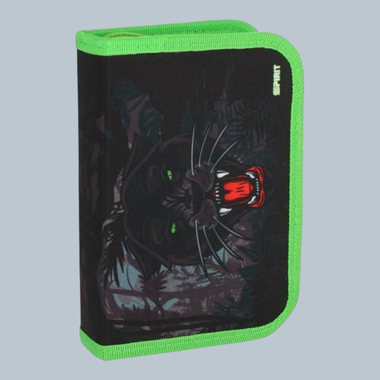 Schüler-Etui "WILD PANTHER", 1-Zipp, 28-tlg
