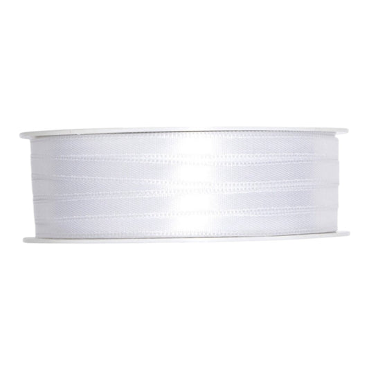 Satinband doppelseitig 3 mm x 50 m , Weiss.