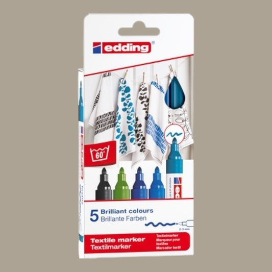 Edding Textilmarker 4500 – Set Cool Colors (5 Stück)