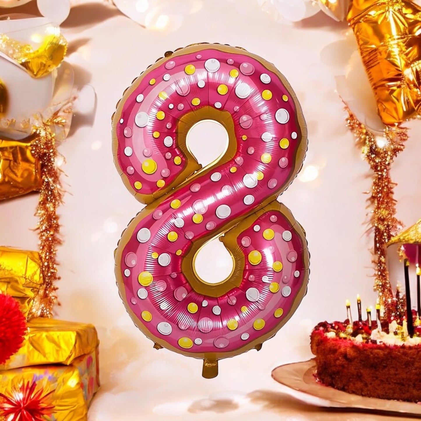 Foil Balloon "Number 8 - Festive Design" 34/86cm