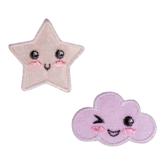 Rayher Patch "Cloud and Star " zum Aufbügeln, 3,2cm + 3,6x2,3cm