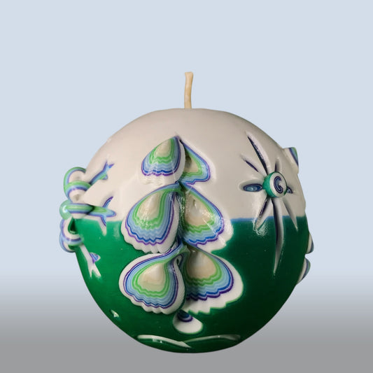 Geschnitzte Kerze Rund - Evergreen Dream